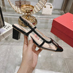 Belle Viv Metal Buckle Slingback Pumps 45 Transparent Black Patent Leather
