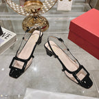 Belle Viv Metal Buckle Slingback Pumps 45 Transparent Black Patent Leather