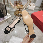 Belle Viv Metal Buckle Slingback Pumps 45 Transparent Black Patent Leather