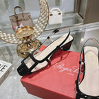 Belle Viv Metal Buckle Slingback Pumps 45 Transparent Black Patent Leather