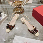 Belle Viv Metal Buckle Slingback Pumps 45 White Patent Leather