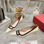 Viv Canard Pumps 55 Black White Patent Leather