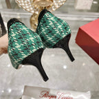 Viv Canard Pumps 55 Black Green Fabric