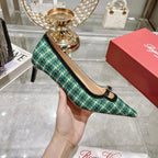 Viv Canard Pumps 55 Black Green Fabric