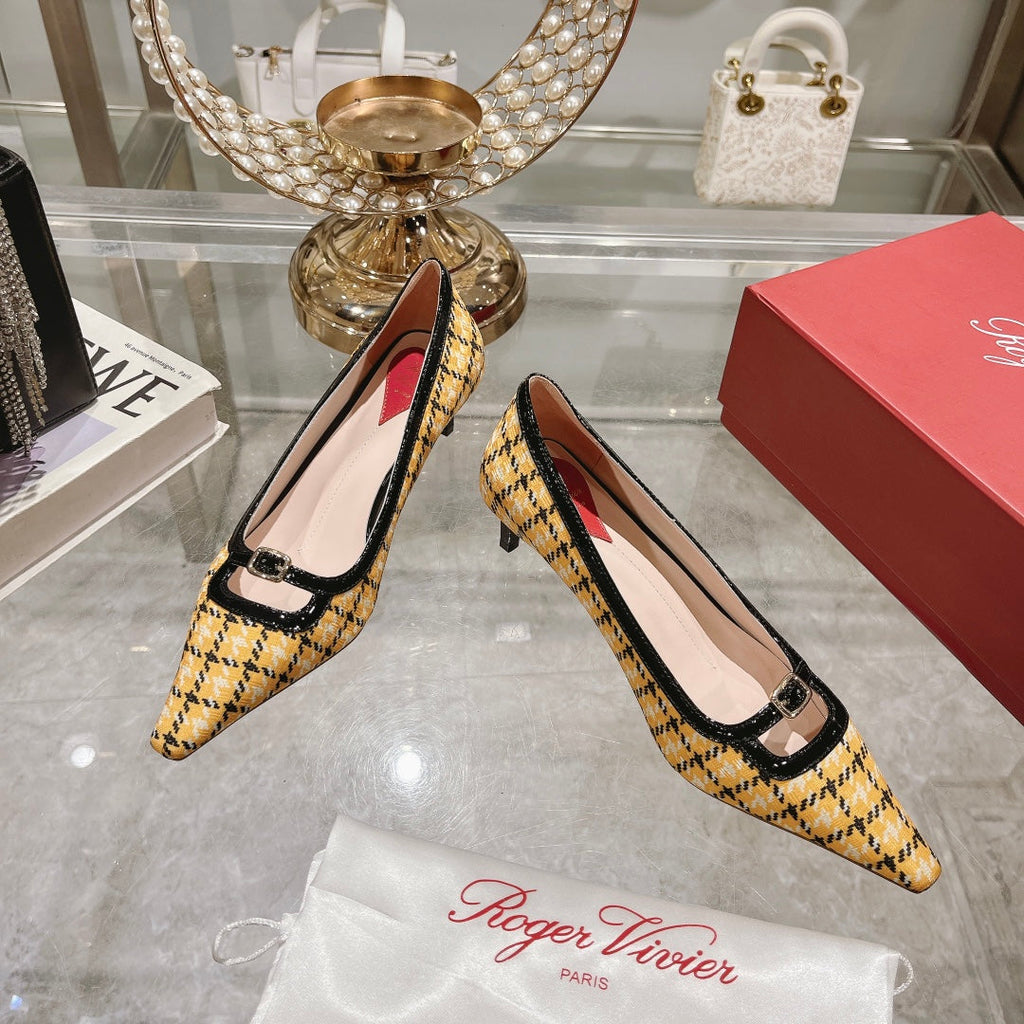 Viv Canard Pumps 55 Black Yellow Fabric