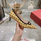 Viv Canard Pumps 55 Black Yellow Fabric