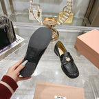 Miu 25C Loafers Black Cowhide 235301