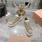 Miu Sneaker with logo Colonial Beige Demin Fabric 235314
