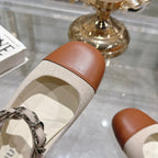 Miu 25C Mary Jane Flat Beige Cream Mix Brown Fabric 235369