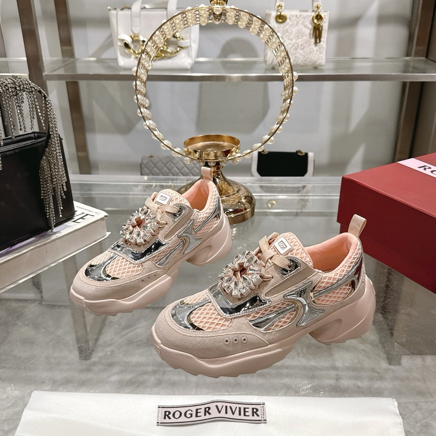 Viv 25 Diamond Sneaker Pink Cowhide 0rigin@l Imported 235357