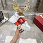 Viv 25 Square Buckle Platform White Red Cowhide 262979