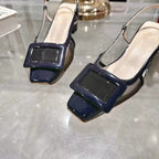 Viv 25 Slingback Navy Blue Mesh Italian Leather 300781