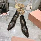 Miu High Heel Pumps Brown Black Snakeskin 592075