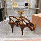 Miu 26 High Heel Slingback 75 Camel Brown Cowhide 592084
