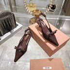 Miu 26 High Heel Slingback 45 Burgundy Suede Leather 592096