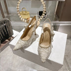 CD  26 Slingback 85mm Light Cream Gold Tweed 592230