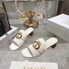 CD 26 Chunky Heel Sandals 35mm White Leather 592267