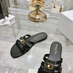 CD 26 Flat Sandals Black Leather 592262