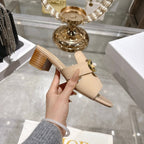 CD 26 Chunky Heel Sandals 35mm Beige Patent Leather 592269
