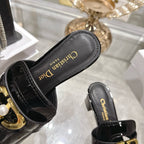 CD 26 Chunky Heel Sandals 35mm Black Patent Leather 592270