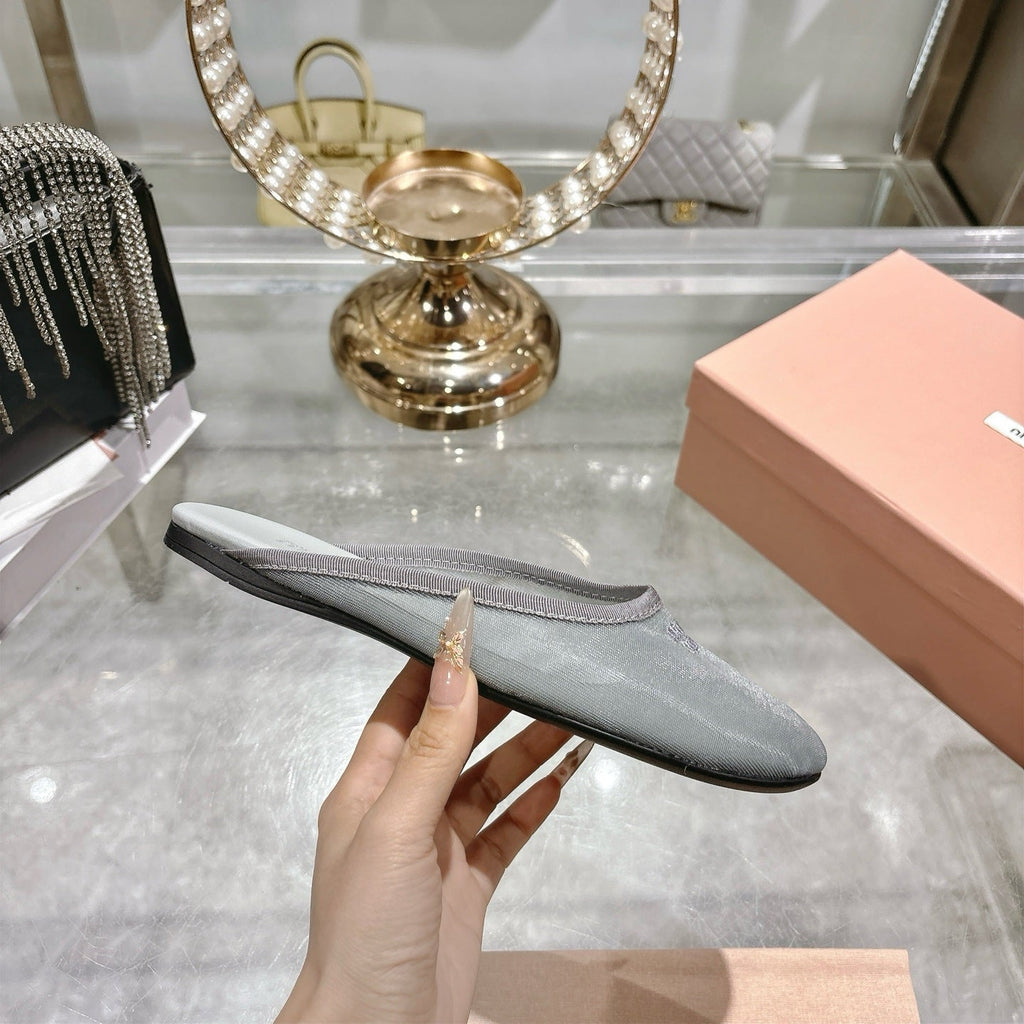 Miu Miu 26s Slippers Grey Mesh 679836