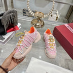 Roger Vivier Zag Sneakers Pink Lace Lambskin 679801