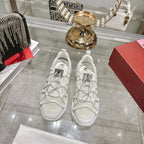 Roger Vivier Zag Sneakers White Lace Lambskin 679802