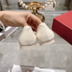 Roger Vivier 26s U Look Ballet Flat Ivory Leather 679805