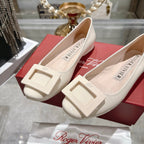 Roger Vivier 26s U Look Ballet Flat Ivory Leather 679805