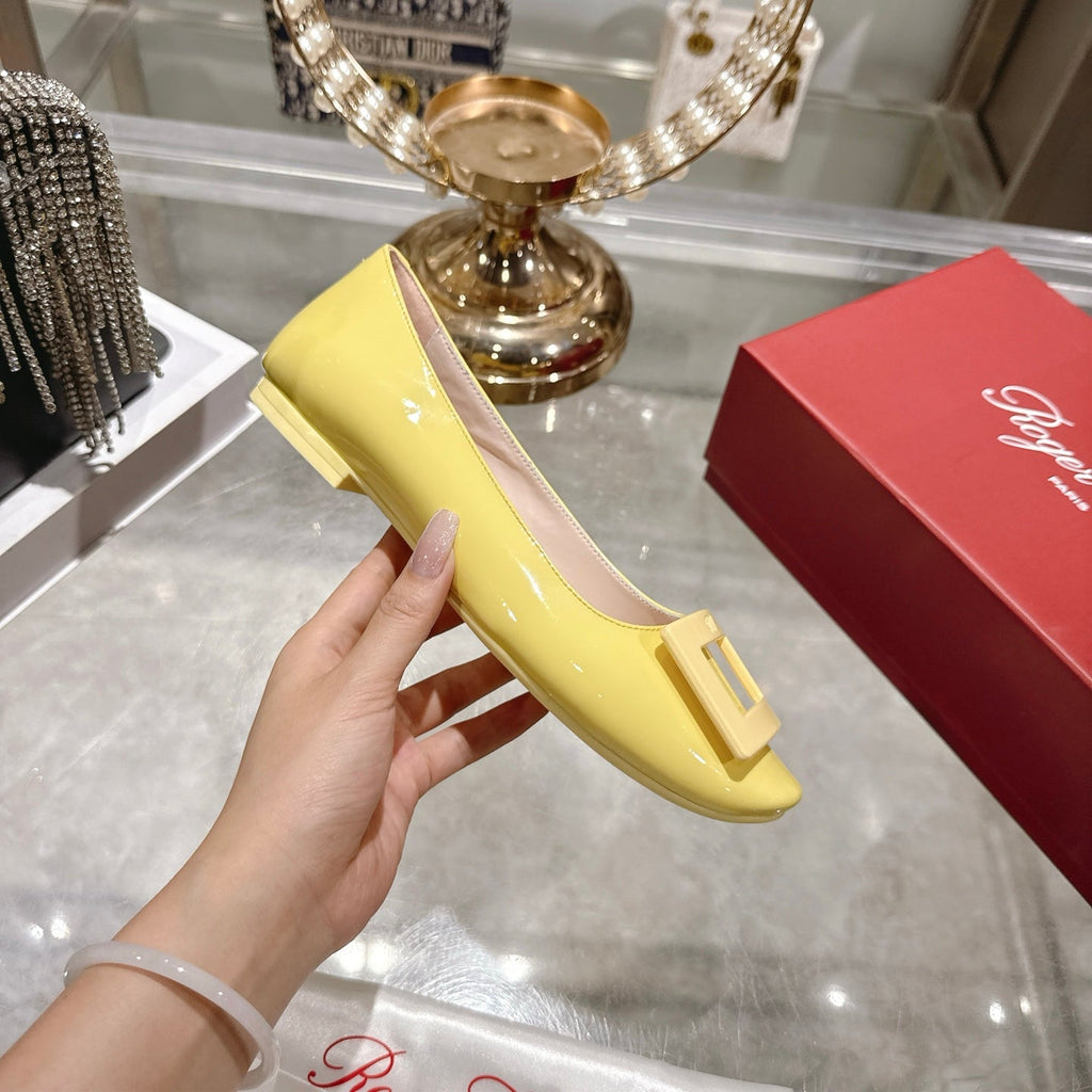 Roger Vivier 26s U Look Ballet Flat Yellow Leather 679806