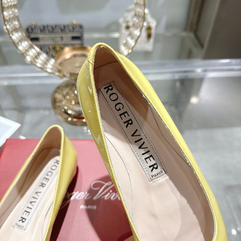 Roger Vivier 26s U Look Ballet Flat Yellow Leather 679806