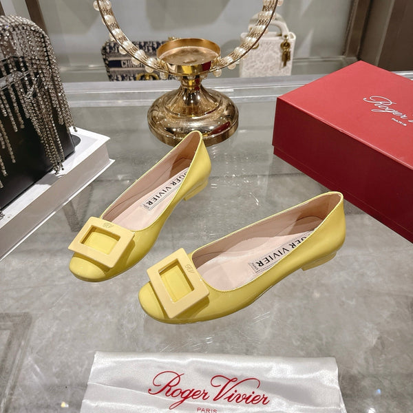 Roger Vivier 26s U Look Ballet Flat Yellow Leather 679806