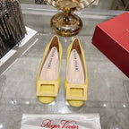 Roger Vivier 26s U Look Ballet Flat Yellow Leather 679806