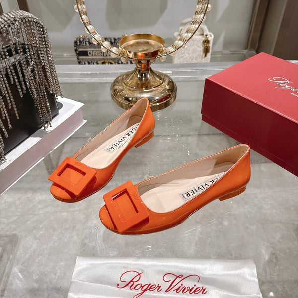Roger Vivier 26s U Look Ballet Flat Orange Leather 679808