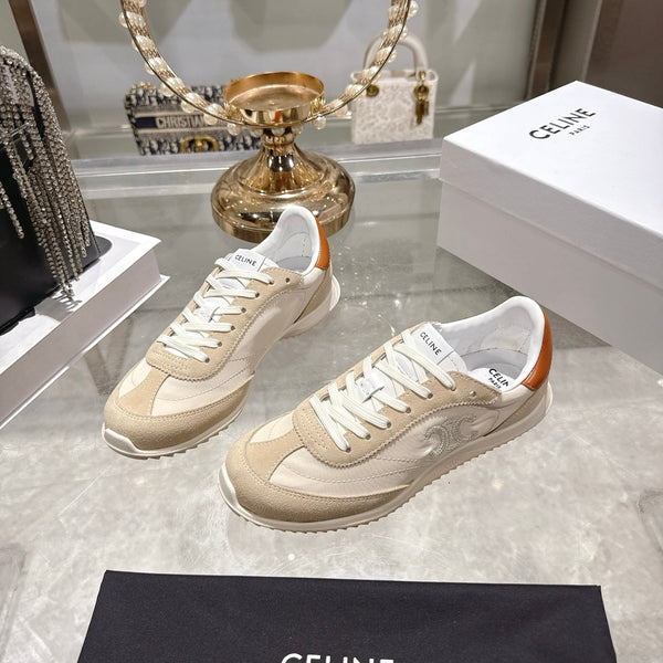 Celine Racer Sneaker Beige Suede Fabric 679818