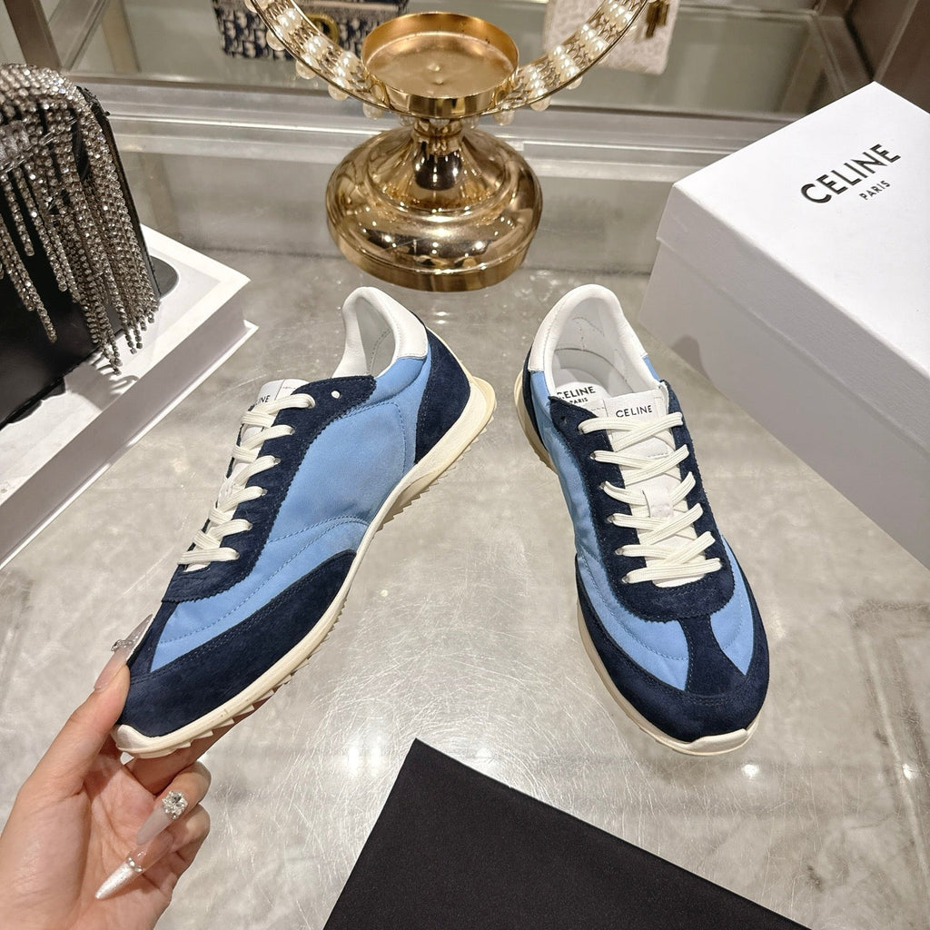 Celine Racer Sneaker Navy Blue Sky Blue Suede Lace 679823