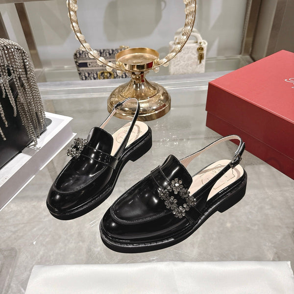 Roger Vivier 26s Viv' Ranger Half Loafer Black Patent Leather 679811