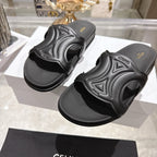Celine 26s Triomphe Slide Black Sheepskin 679833