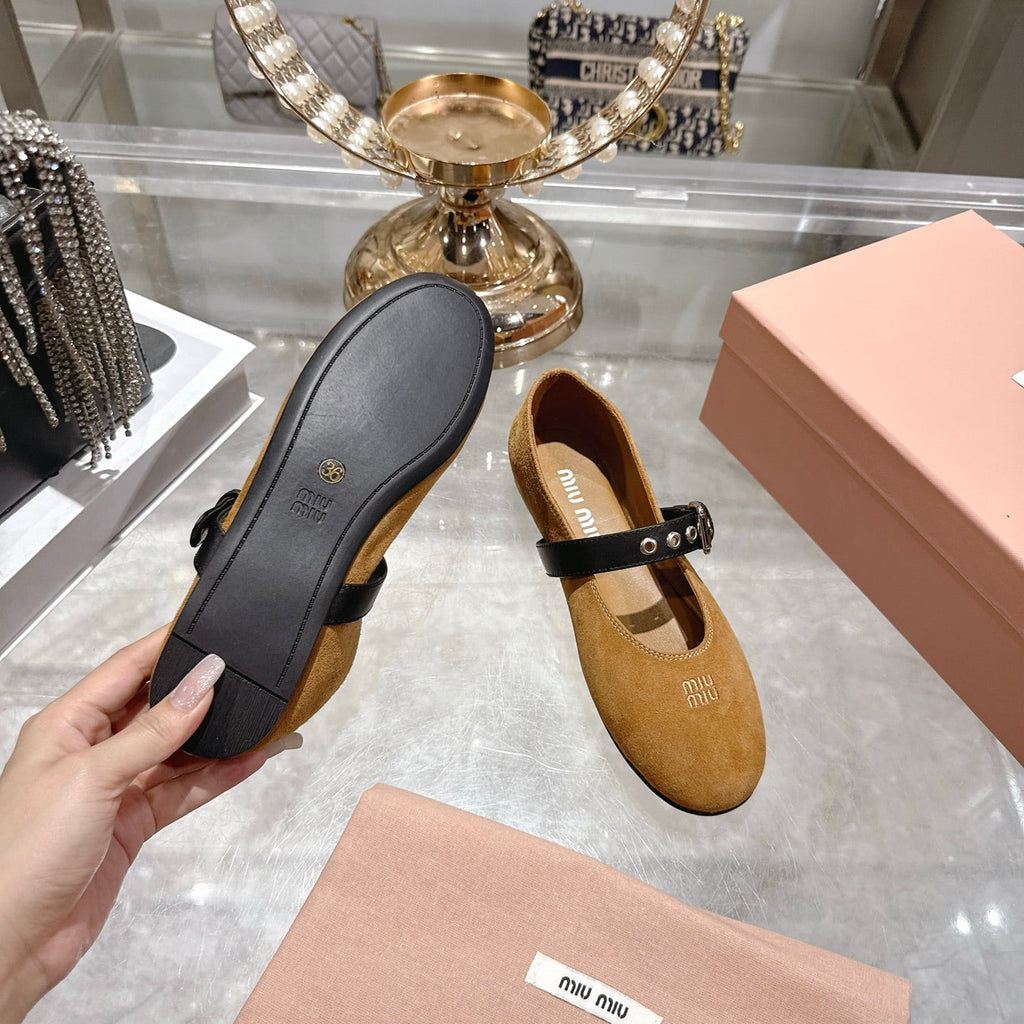 Miu 26s Ballerinas Brown Suede 679782