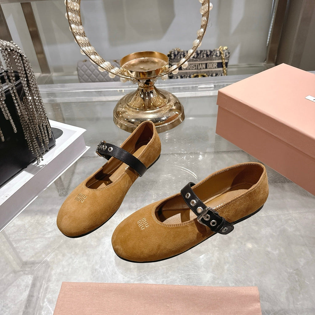 Miu 26s Ballerinas Brown Suede 679782