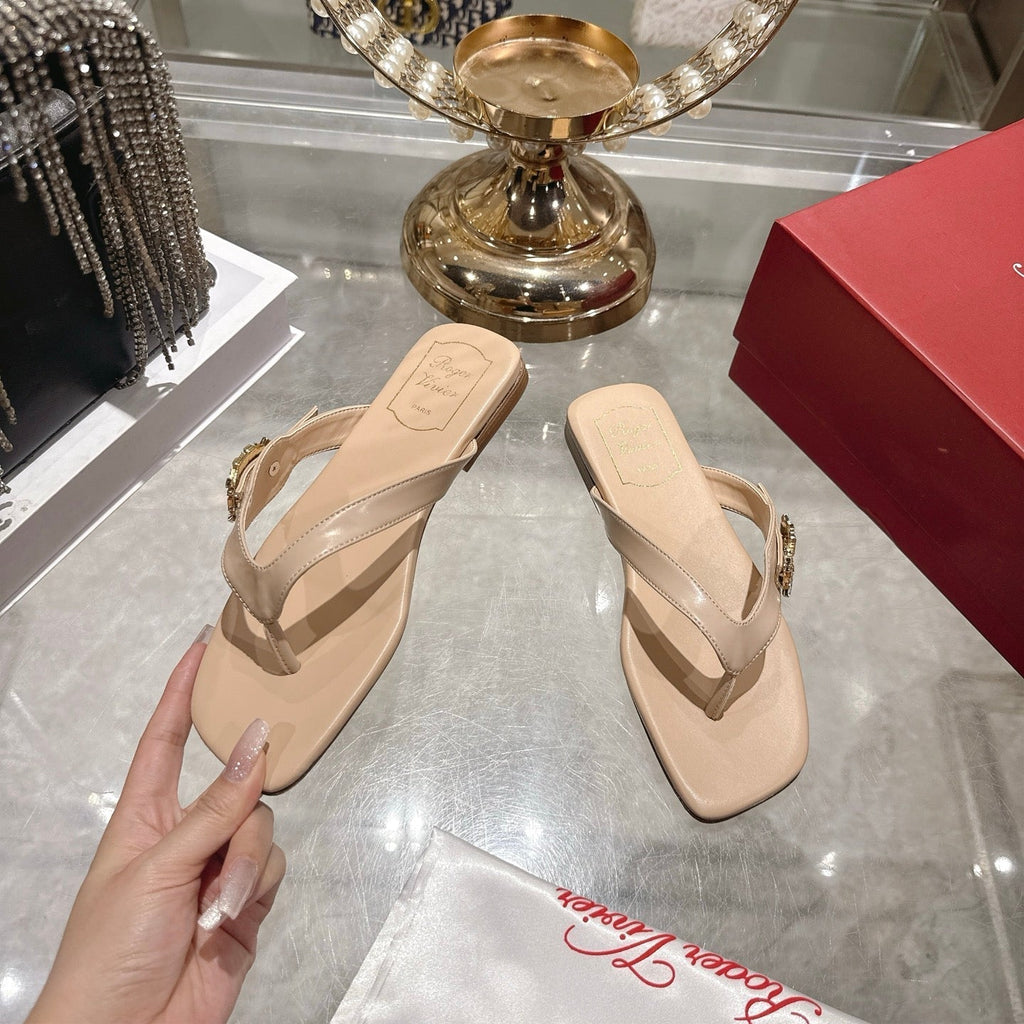 Roger Vivier 26s Thong Beige Cowhide 679814