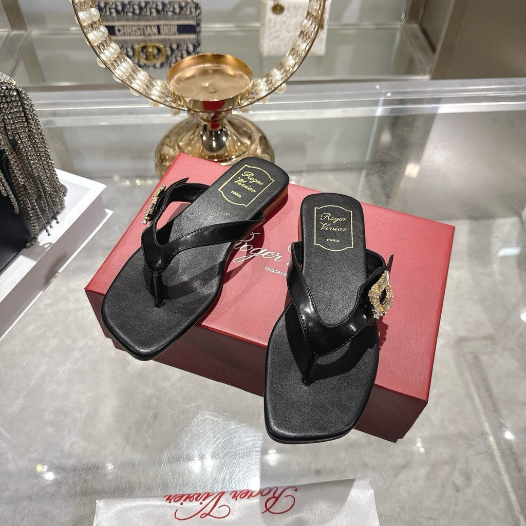 Roger Vivier 26s Thong Black Cowhide 679815