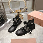 Miu 26s Ballerinas Black Leather 679786