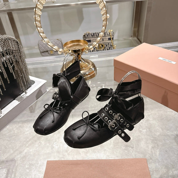 Miu 26s Ballerinas Black Leather 679786