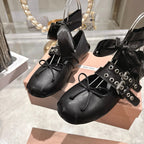 Miu 26s Ballerinas Black Leather 679786