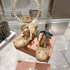 Miu 26s Ballerinas Beige Leather 679787