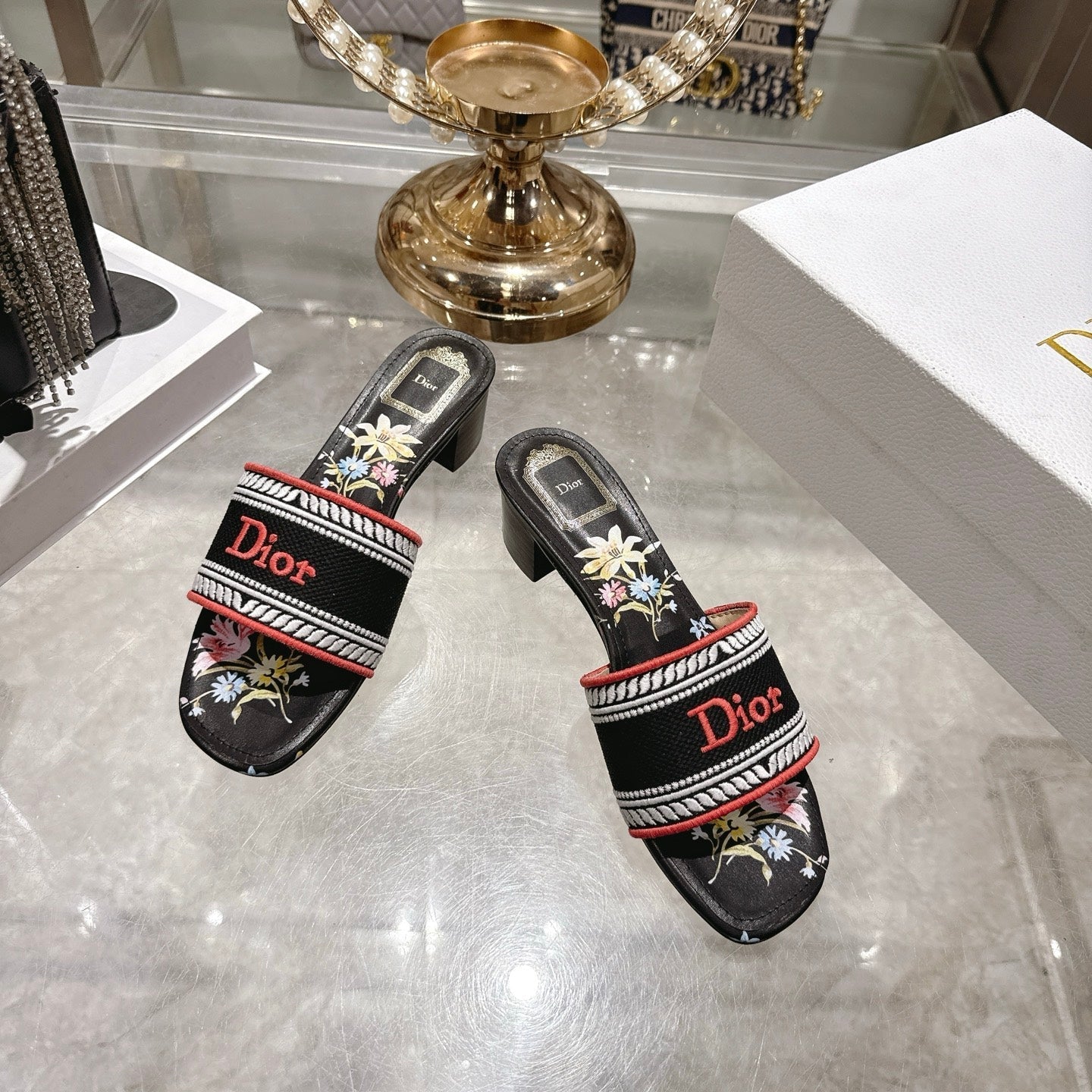 CD 26s Dway Slide 4.5cm Black Colorful Cotton 679874