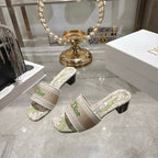 CD 26s Dway Slide 4.5cm Beige Colorful Cotton 679875