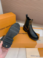 LV 25 Beaubourg Ankle Boots 40mm Black Brown Monogram Canvas & Cowhide 556843