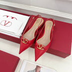The Bold Edition Vlogo Slingback Flat 20 Red Calfskin